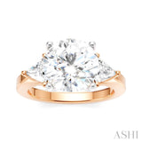 1/2 Ctw Circular Shape Trillion and Round Cut Diamond Semi Mount Engagement Ring in 14K Rose and White Gold