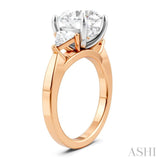1/2 Ctw Circular Shape Trillion and Round Cut Diamond Semi Mount Engagement Ring in 14K Rose and White Gold
