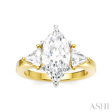 1/2 Ctw Marquise Shape Trillion and Round Cut Diamond Semi Mount Engagement Ring in 14K Yellow and White Gold