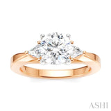 1/4 Ctw Circular Shape Trillion and Round Cut Diamond Semi Mount Engagement Ring in 14K Rose and White Gold
