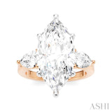 1 Ctw Tri-Mount Marquise Shape Center Pear and Round Cut Diamond Semi Mount Engagement Ring in 14K Rose and White Gold