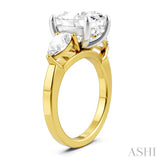 1 Ctw Tri-Mount Oval Shape Center Pear and Round Cut Diamond Semi Mount Engagement Ring in 14K Yellow and White Gold