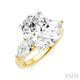 1 Ctw Tri-Mount Oval Shape Center Pear and Round Cut Diamond Semi Mount Engagement Ring in 14K Yellow and White Gold
