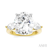 1 Ctw Tri-Mount Oval Shape Center Pear and Round Cut Diamond Semi Mount Engagement Ring in 14K Yellow and White Gold
