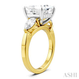 1 Ctw Tri-Mount Princess Shape Center Pear and Round Cut Diamond Semi Mount Engagement Ring in 14K Yellow and White Gold