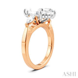 1/2 Ctw Tri-Mount Marquise Shape Center Pear and Round Cut Diamond Semi Mount Engagement Ring in 14K Rose and White Gold