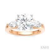 1/2 Ctw Tri-Mount Circular Shape Center Pear and Round Cut Diamond Semi Mount Engagement Ring in 14K Rose and White Gold