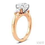 1/2 Ctw Tri-Mount Circular Shape Center Pear and Round Cut Diamond Semi Mount Engagement Ring in 14K Rose and White Gold