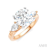 1/2 Ctw Tri-Mount Circular Shape Center Pear and Round Cut Diamond Semi Mount Engagement Ring in 14K Rose and White Gold