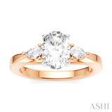 1/4 Ctw Tri-Mount Oval Shape Center Pear and Round Cut Diamond Semi Mount Engagement Ring in 14K Rose and White Gold