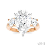 1 Ctw Tri-Mount Pear Shape Round Cut Diamond Semi Mount Engagement Ring in 14K Rose and White Gold