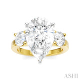 1 Ctw Tri-Mount Pear Shape Round Cut Diamond Semi Mount Engagement Ring in 14K yellow and White Gold