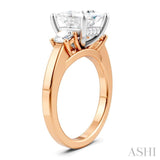 1/2 Ctw Tri-Mount Princess Shape Round Cut Diamond Semi Mount Engagement Ring in 14K Rose and White Gold