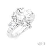 1/2 Ctw Tri-Mount Pear Shape Round Cut Diamond Semi Mount Engagement Ring in 14K White Gold