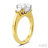 1/2 Ctw Tri-Mount Past, Present and Future Oval Shape Center Round Cut Diamond Semi Mount Engagement Ring in 14K Yellow and White Gold