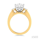 1/2 ctw Tri-Mount Princess Shape Round Cut Diamond Semi Mount Engagement Ring in 14K Yellow and White Gold