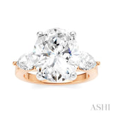 1 Ctw Tri-Mount Oval Shape Center Pear and Round Cut Diamond Semi Mount Engagement Ring in 14K Rose and White Gold