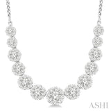 2 Ctw Round Cut Diamond Lovebright Necklace in 14K White Gold