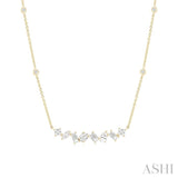1 1/10 ctw Mixed Diamond Cut Fashion Station Necklace in 14K Yellow Gold