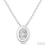 1/3 Ctw Bezel Set Oval Cut Diamond Bubble Fashion Pendant With Chain in 14K White Gold
