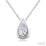 1/3 Ctw Bezel Set Pear Cut Diamond Bubble Fashion Pendant With Chain in 14K White Gold