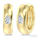 1/4 Ctw Bezel Set Pear Cut Diamond Fashion Huggie Earrings in 14K Yellow Gold