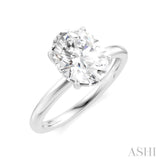 1/20 Ctw Oval Shape Round Cut Diamond Semi Mount Engagement Ring in 14K White Gold