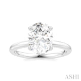 1/20 Ctw Oval Shape Round Cut Diamond Semi Mount Engagement Ring in 14K White Gold