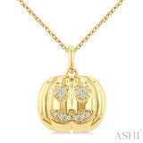 1/20 Ctw Petite Pumpkin Round Cut Diamond Fashion Pendant With Chain in 10K Yellow Gold