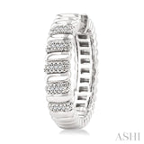 1/10 Ctw Bold Wide Ribbed Round Cut Diamond Pirouette Fashion Earrings in Sterling Silver