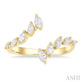 1/2 Ctw Marquise Cut Diamond Bypass Fashion Open Ring in 14K Yellow Gold
