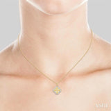 1/4 ctw Fluted Texture Clover Round Cut Diamond Fashion Pendant With Chain in 10K Yellow and White Gold