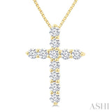 1/3 Ctw Round Cut Diamond Cross Pendant in 14K Yellow Gold with Chain
