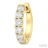 1 Ctw Round Cut Diamond Hoop Earrings in 14K Yellow Gold