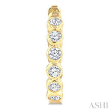 1 Ctw Bezel Set Round Cut Diamond Fashion Hoop Earrings in 14K Yellow Gold