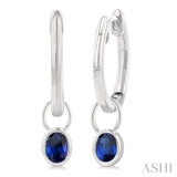 5x3 MM Bezel Set Oval Cut Sapphire Precious Fashion Huggie Earrings in 14K White Gold