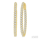 2 ctw Inside-Out Round Cut Diamond Oval Shape Hoop Earrings in 14K Yellow Gold