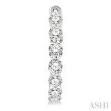 3 ctw Inside-Out Single Prong Set Round Cut Diamond Hoop Earrings in 14K White Gold