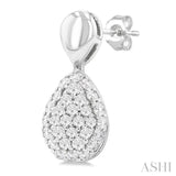 1/3 Ctw Pear Shape Mount Pave Set Round Cut Diamond Fashion Earrings in 10K White Gold