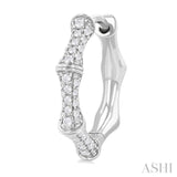1/3 ctw Petite Bamboo-Inspired Round Cut Diamond Fashion Huggies in 14K White Gold