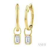 1/3 Ctw Bezel Set Emerald Cut Diamond Huggie Earrings in 14K Yellow Gold