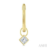 1/3 Ctw Bezel Set Princess Cut Diamond Huggie Earrings in 14K Yellow Gold