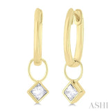 1/3 ctw Bezel Set Princess Cut Diamond Huggie Earrings in 10K Yellow Gold