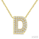 1/8 Ctw Bubble Accent Initial 'D' Round Cut Diamond Fashion Pendant With Chain in 10K Yellow Gold