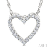 1/10 Ctw Heart Shape Round Cut Diamond Pendant With Chain in 14K White Gold