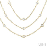 5 ctw Mixed Diamond Cut 60-Inch Station Necklace in 14K Yellow Gold