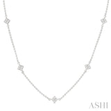 1 1/2 Ctw Princess Cut Diamond Station Necklace in 14K White Gold