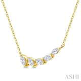 1/3 Ctw Graduated Marquise Cut Diamond Fashion Necklace in 14K Yellow Gold