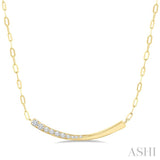 1/10 Ctw Smile Face Bar Round Cut Diamond Paperclip Necklace in 10K Yellow Gold