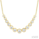 1 Ctw Graduated Bezel Set Round Cut Diamond Smile Necklace in 14K Yellow Gold